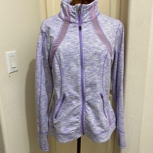 Tangerine Purple Zig Zag Full Zip Front Athletic Performance Jacket Size Large